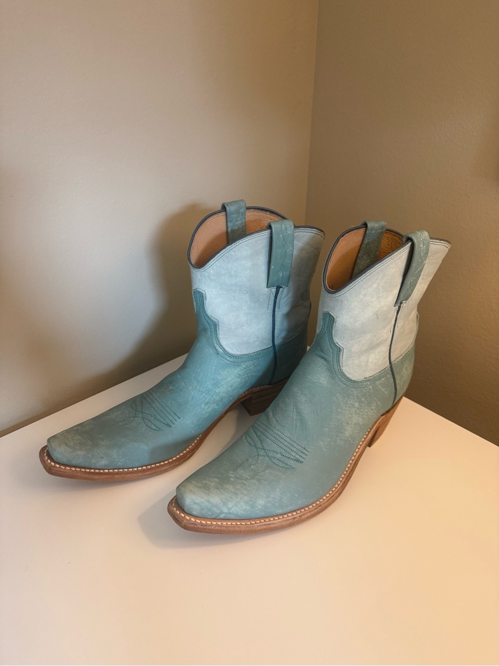 Lucchese Turquoise Goat Leather Cowboy Boots